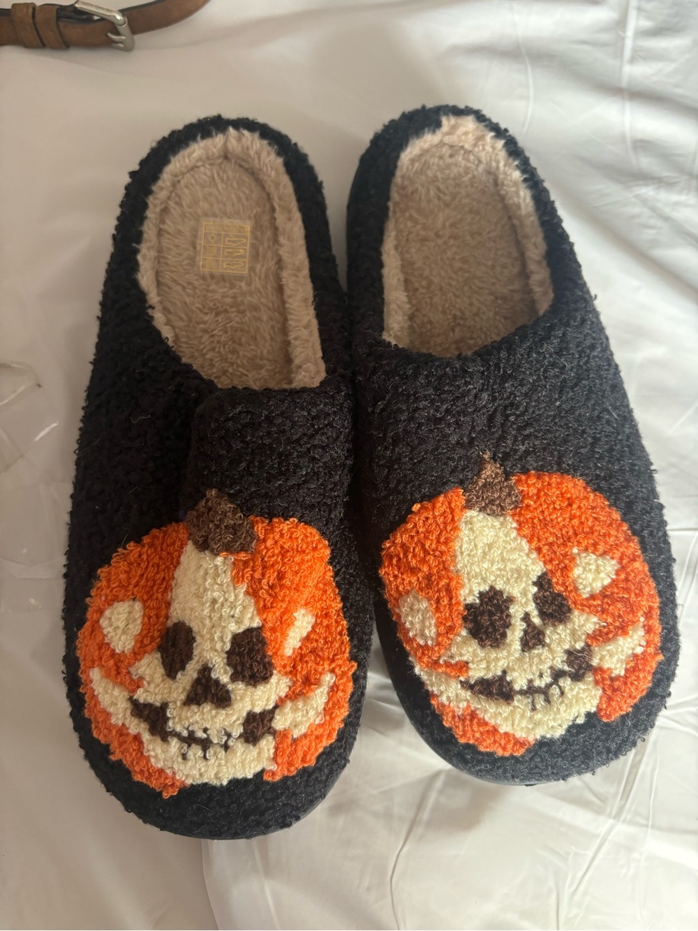Black Pumpkin Slip-On Cozy Slippers